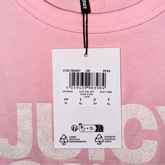 Juicy Couture JUICY GIRL NEXT DOOR Hilton Glitter T-Shirt Juicy Pink Sz X-Large - Picture 4 of 9